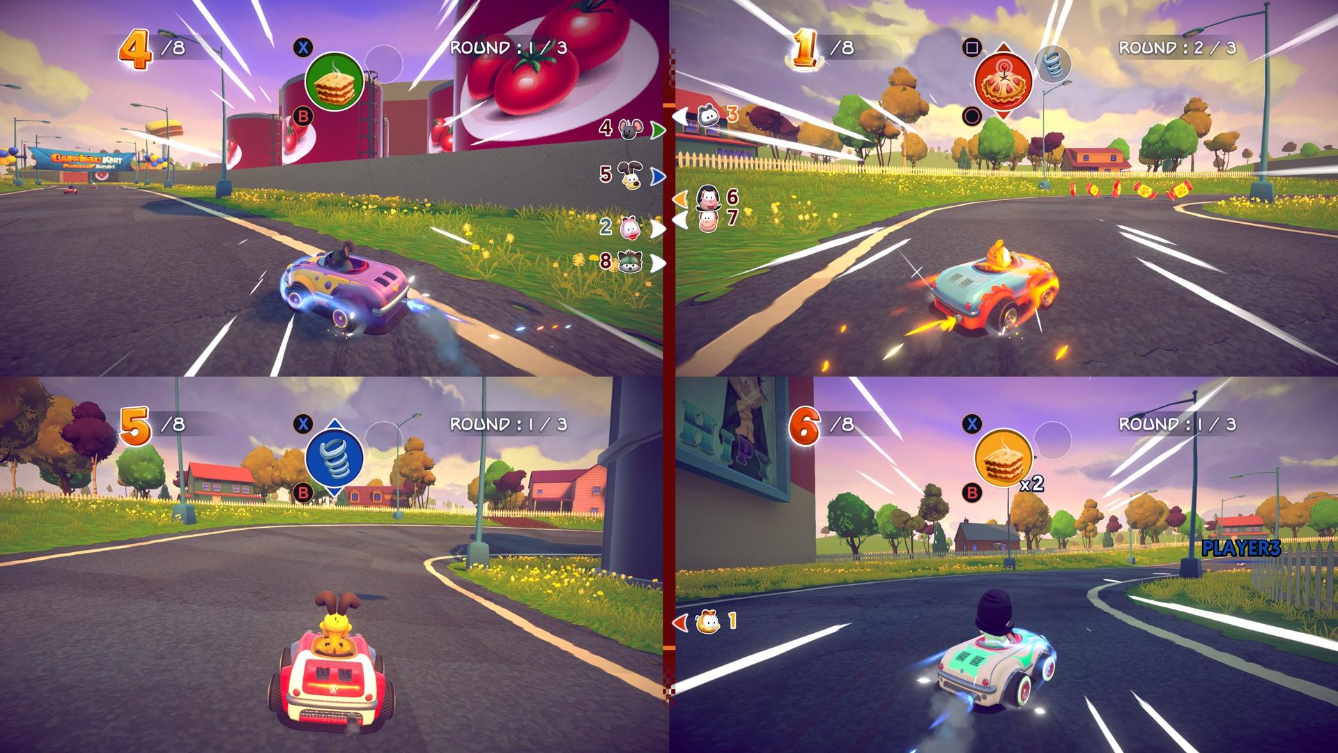 Garfield Karting: Furious Racing screenshot vier spelers