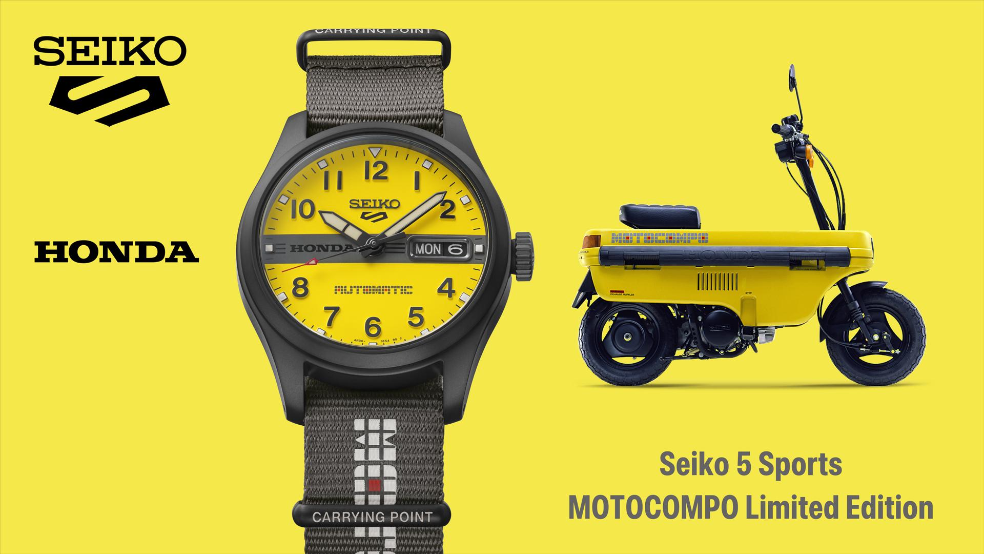 De Seiko 5 Sports Motocompo viert Honda’s coolste scooter met een felgele Limited Edition (kost slechts 390 euro)