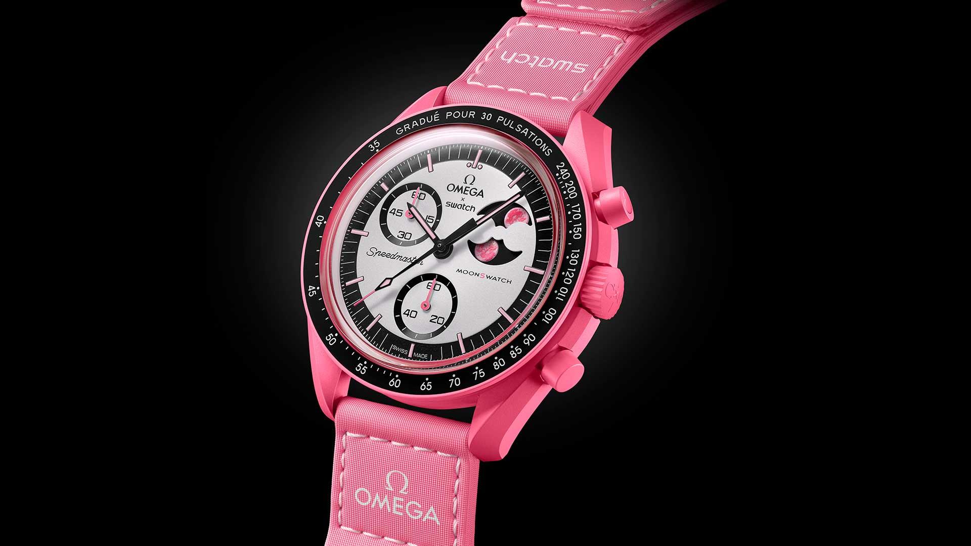 MoonSwatch Mission to the Pink Moonphase eert volle maan in april