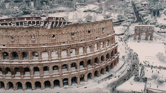 Drone-video van de dag: Rome bedekt onder een dik pak sneeuw