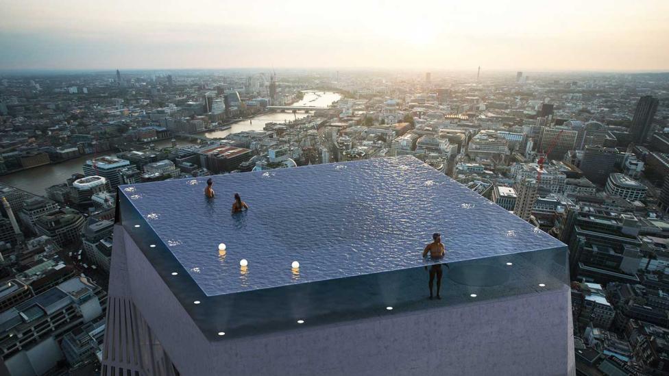 Rooftop infinity pool heeft 360 graden uitzicht op Londen