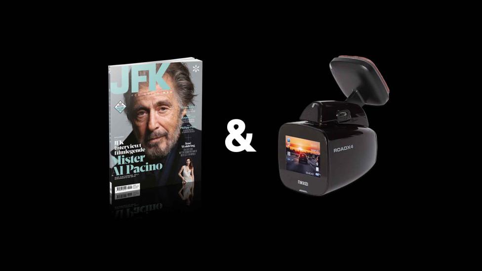 1 jaar JFK Magazine met Nikkei dashcam voor € 44,95