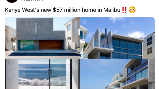 Kanye West betaalt 48,8 miljoen euro voor een villa (van beton) in Malibu