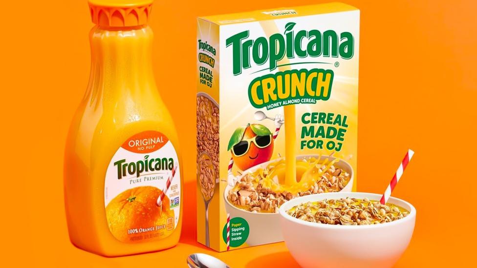 Tropicana komt met ontbijtgranen om te combineren met sinaasappelsap