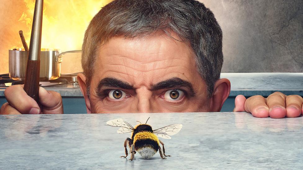 Een bij verpest het leven van Rowan Atkinson in Man Vs Bee op Netflix