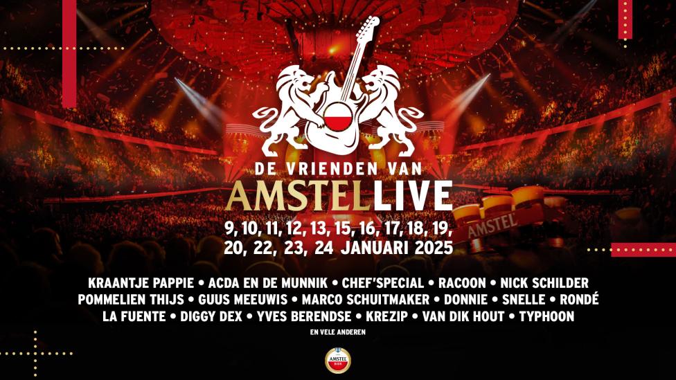 De Vrienden van Amstel Live 2025: line-up, data en livestream