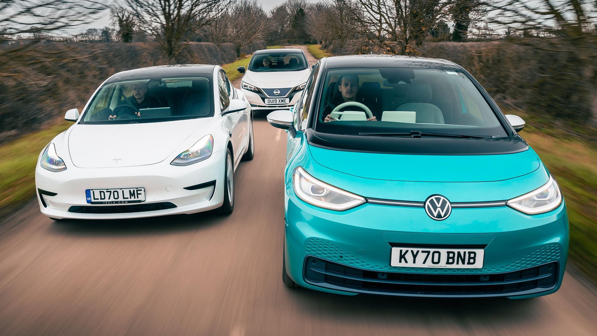 Volkswagen ID.3 vs Tesla Model 3 vs Nissan Leaf - TopGear Nederland