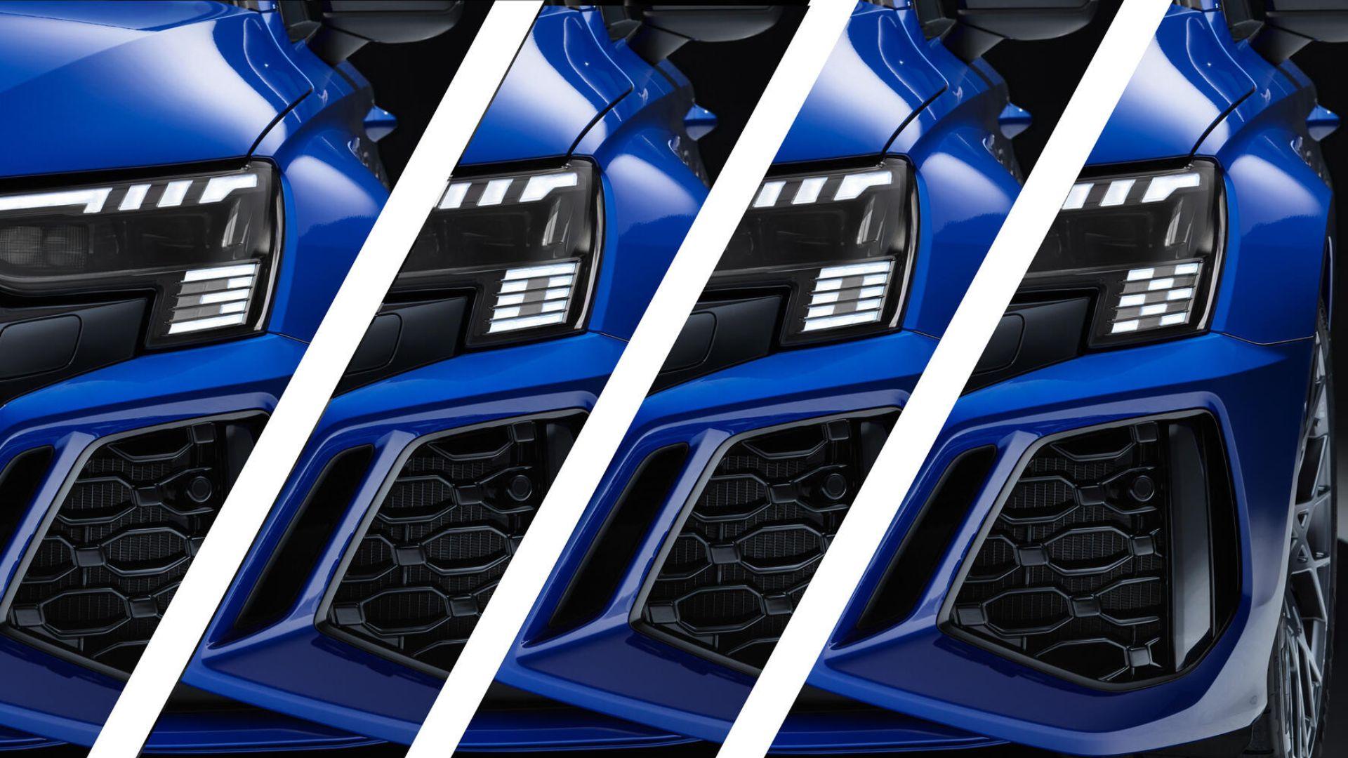 Audi RS 3 Performance dagrijlichten met 300 en geblokte vlag