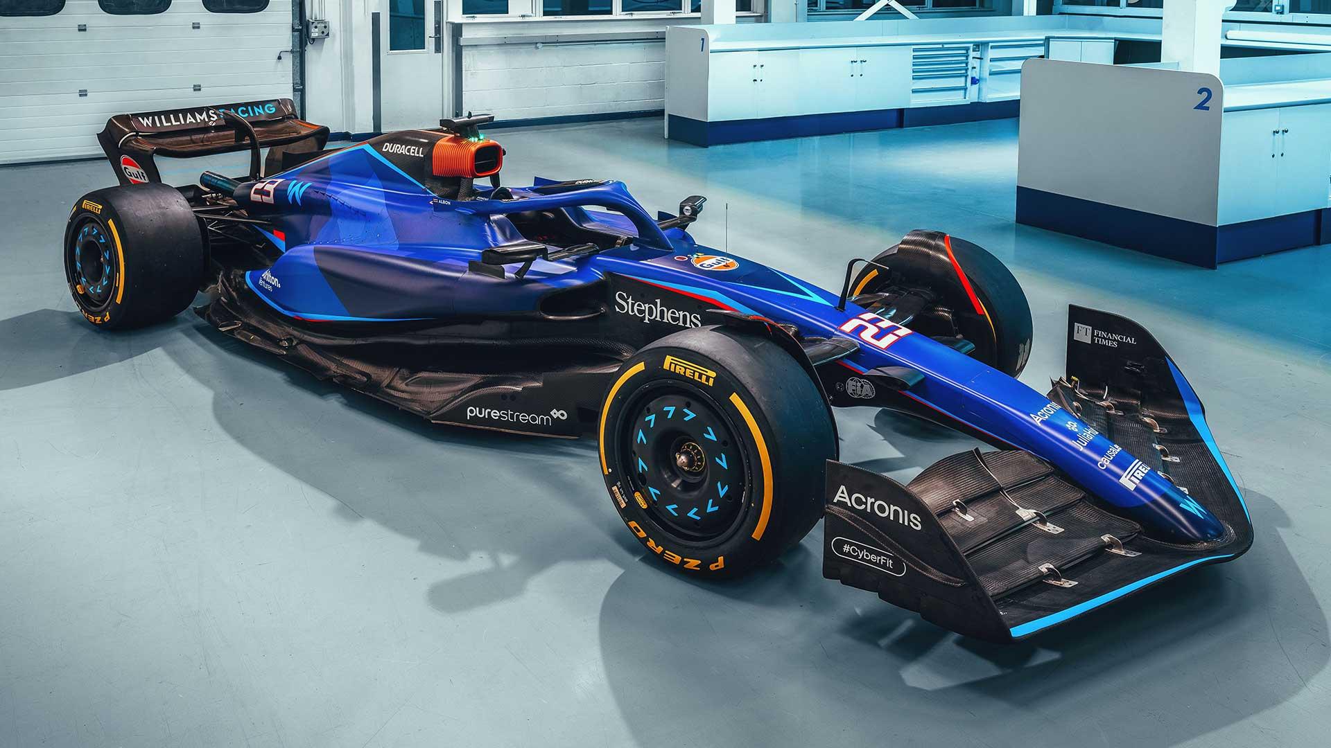 Williams F1-auto 2023 FW45 schuin voor