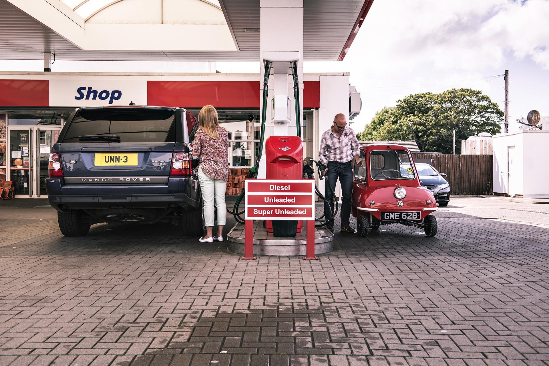 Peel the P50 at the gas station