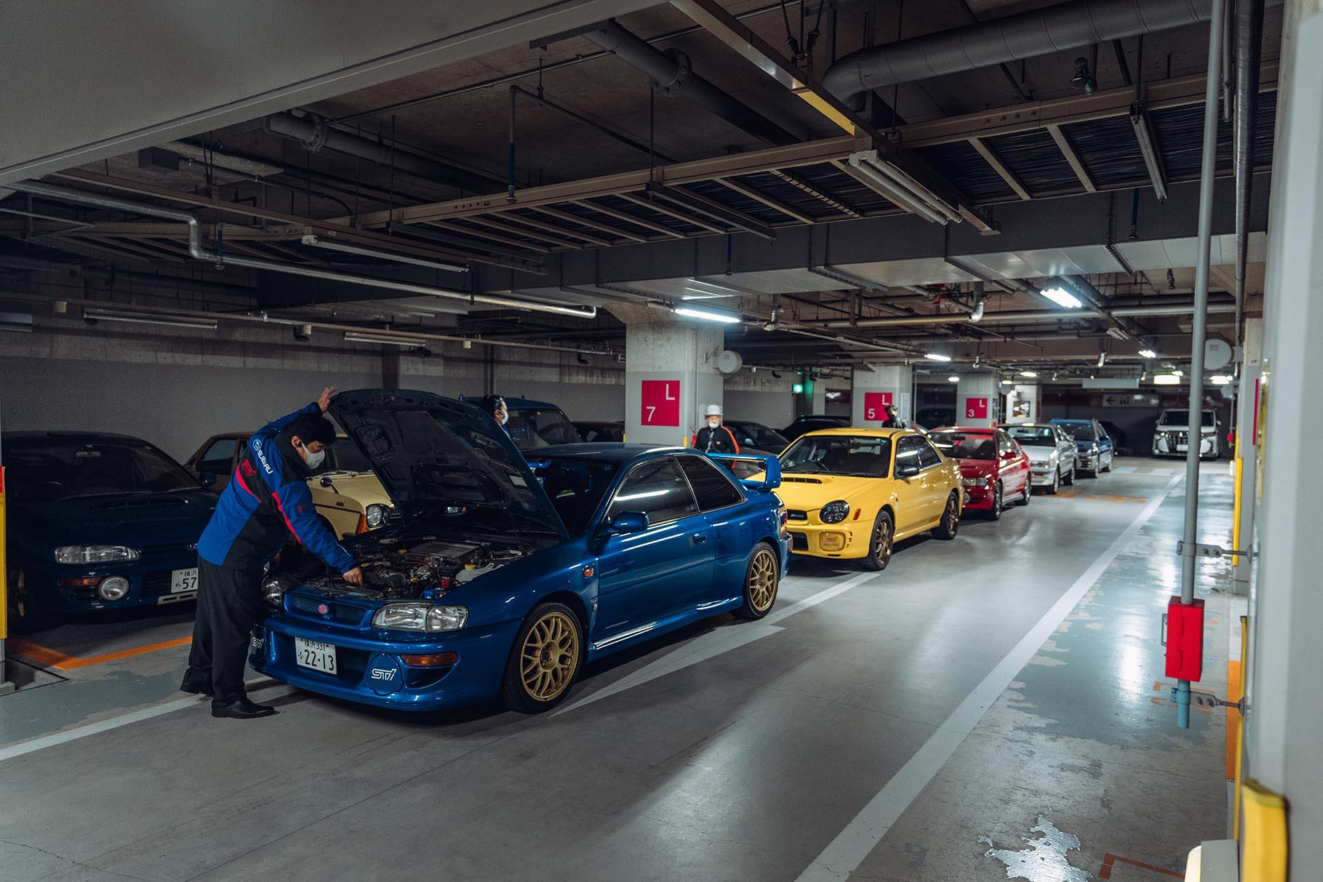 Retro Subaru collectie rij auto's