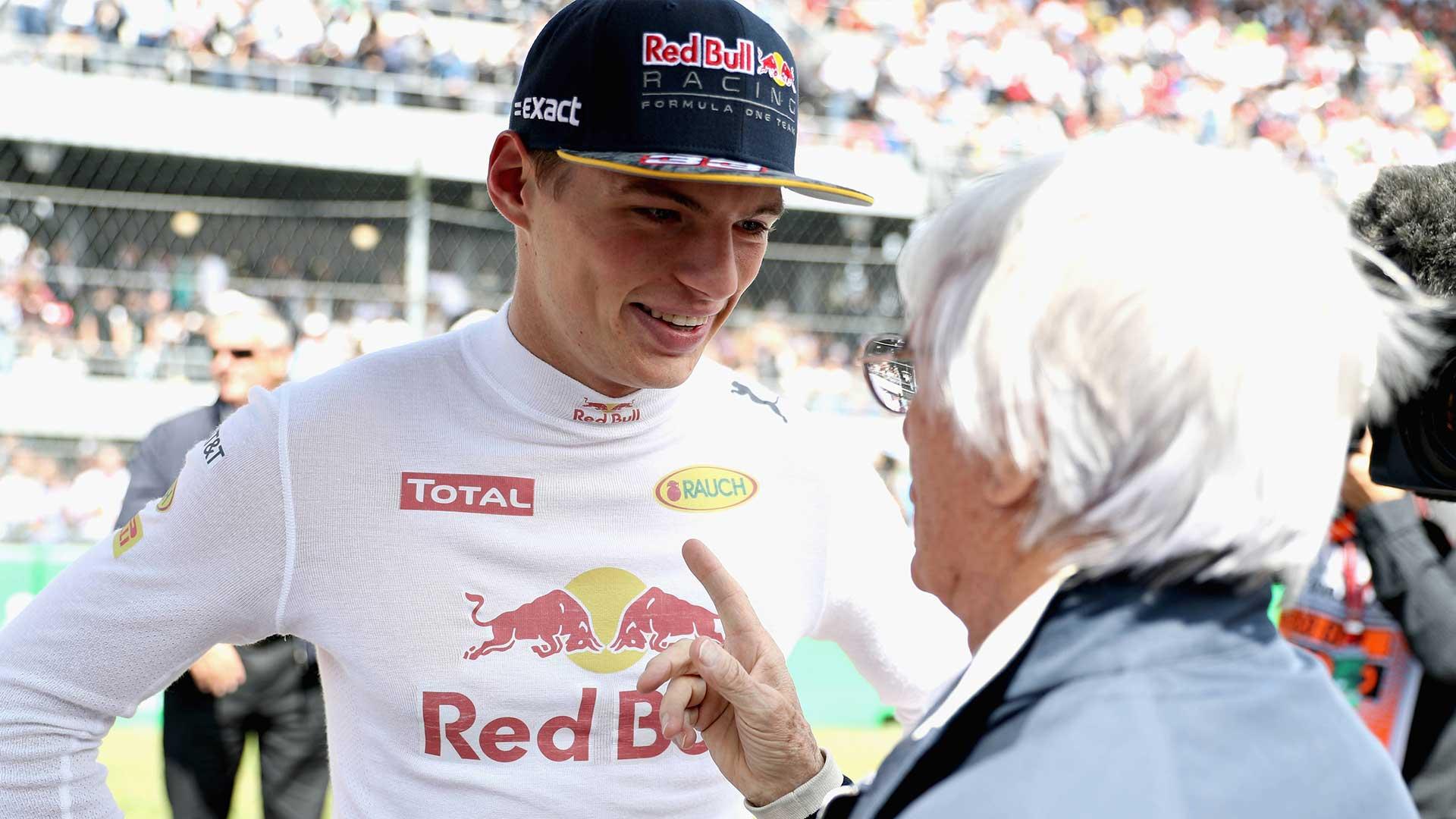 Max Verstappen en Bernie Ecclestone