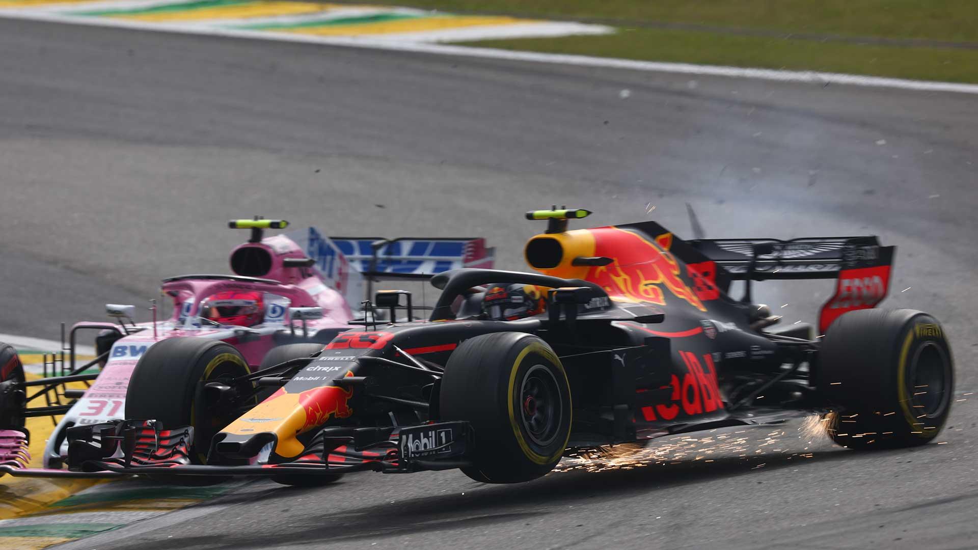 Verstappen crash Ocon Brazilië 2018