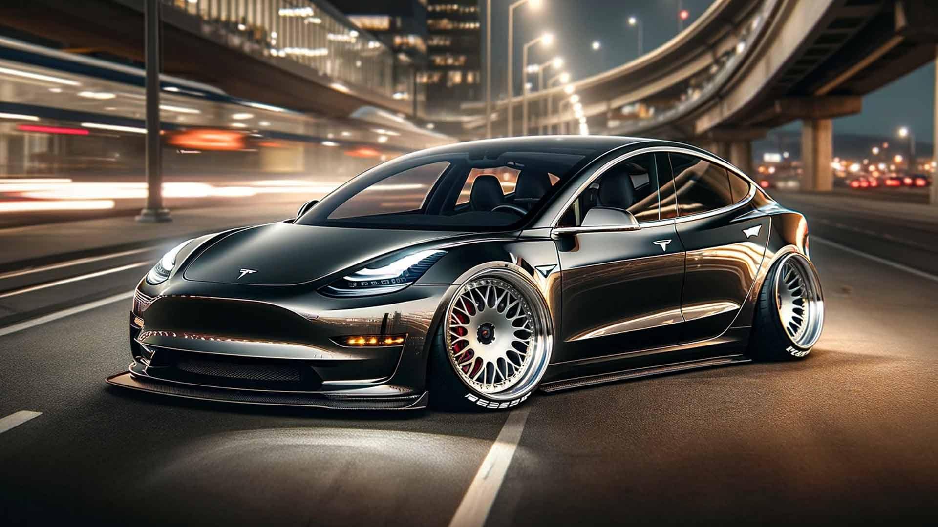 Tesla Model 3 Chat GPT tuned BBS wheels