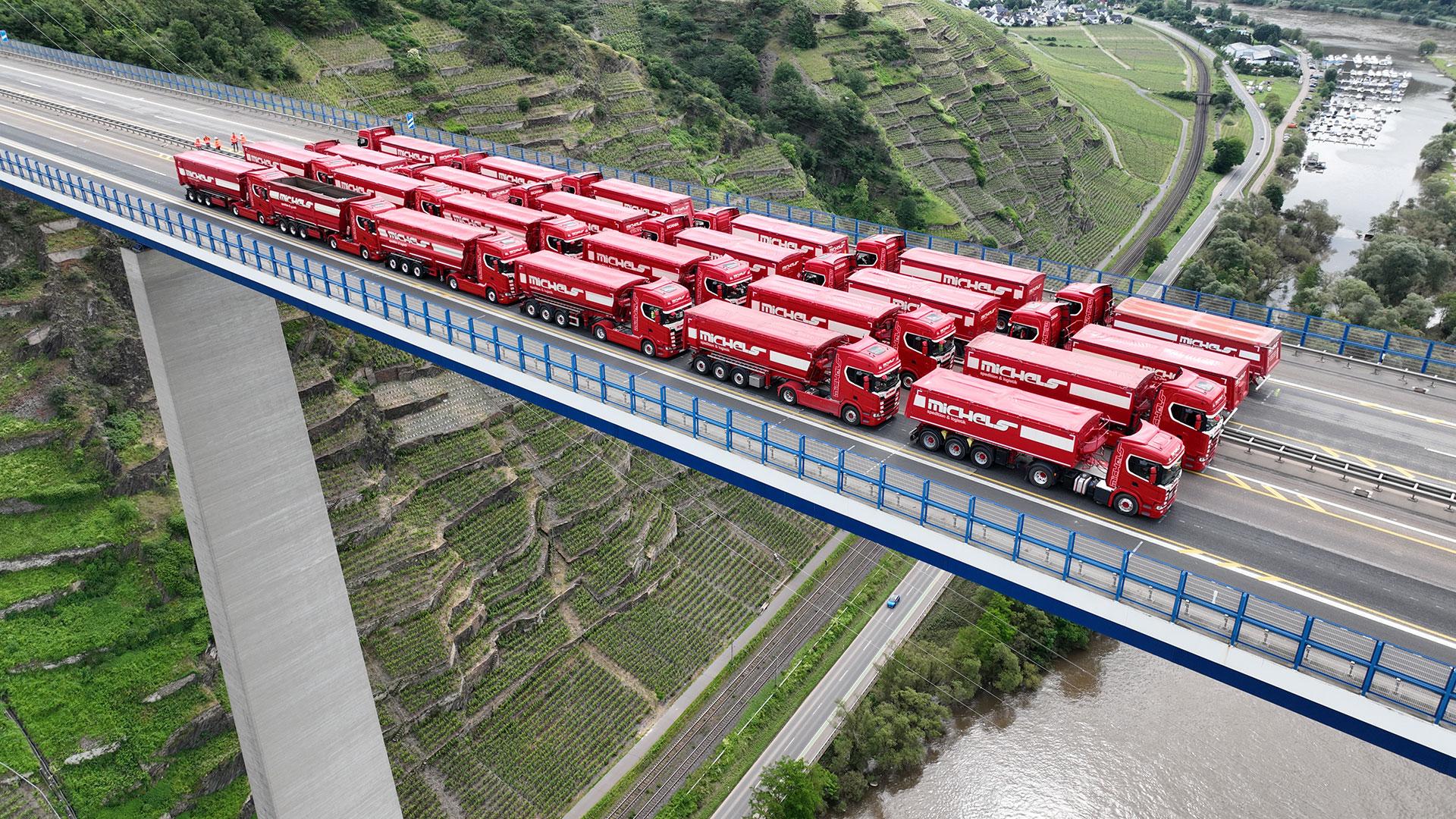 Why are 24 trucks put together on this bridge?