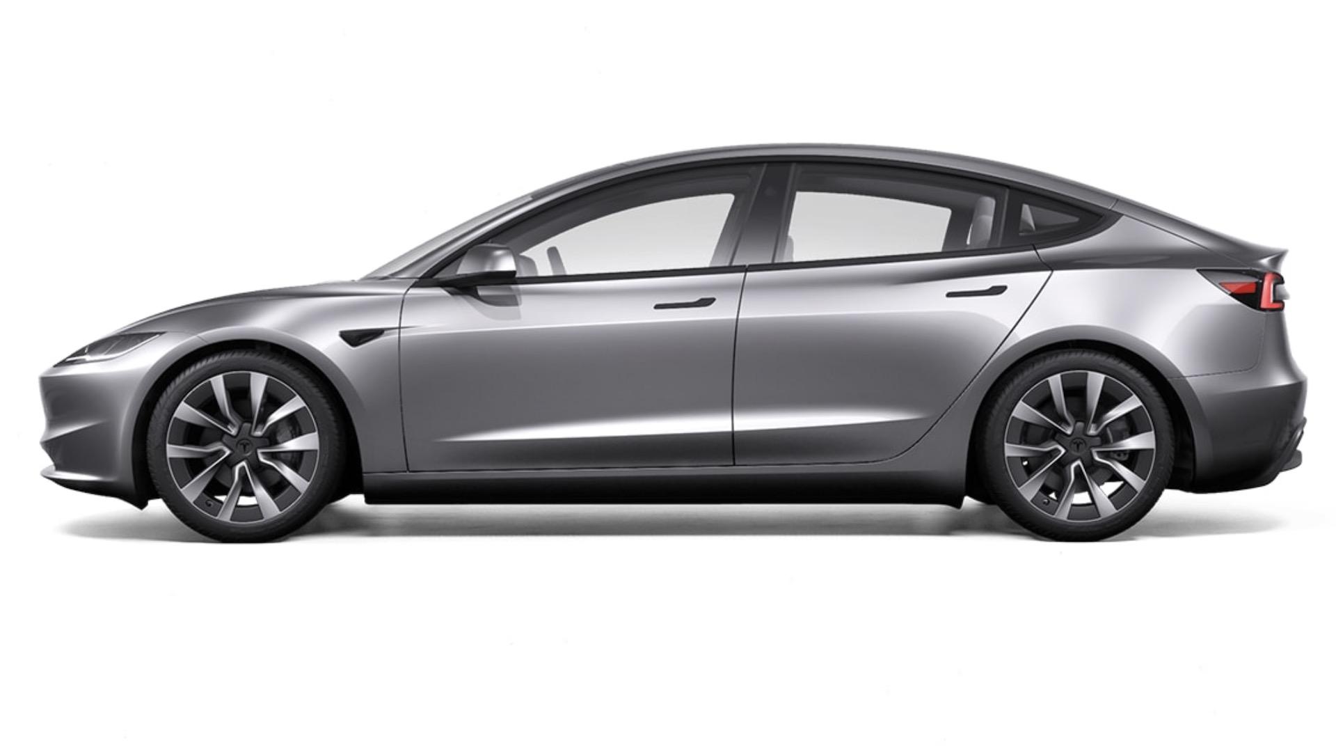 Tesla Model 3 (2024) grijs Standard Range zijkant links