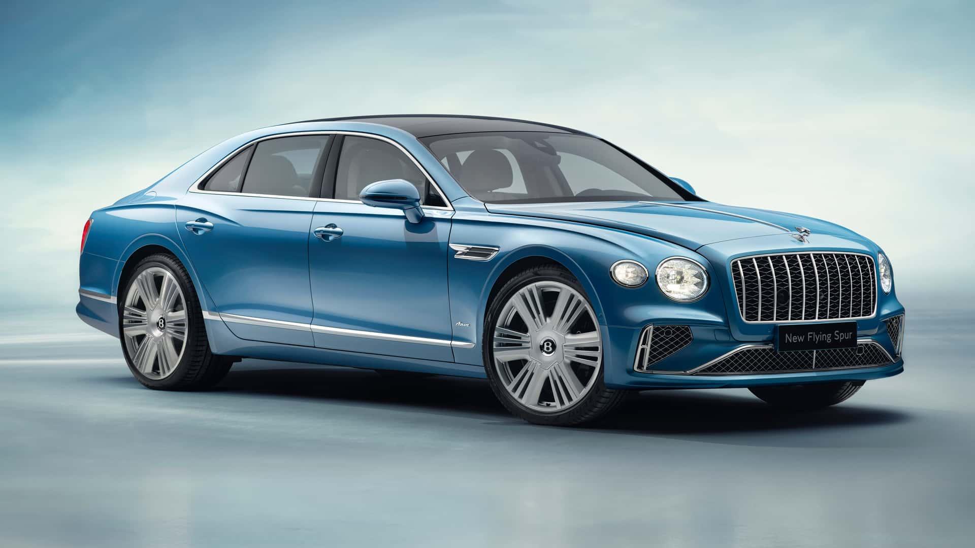 Bentley Flying Spur Azure Blauw (2025) zijkant rechts voor schuin