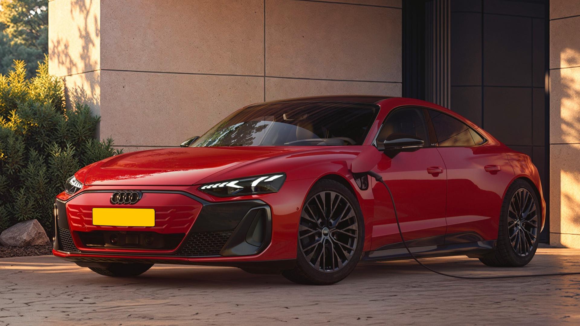 Audi e-tron GT quattro rood (2025) zijkant links voor schuin Nederlandse kentekenplaat
