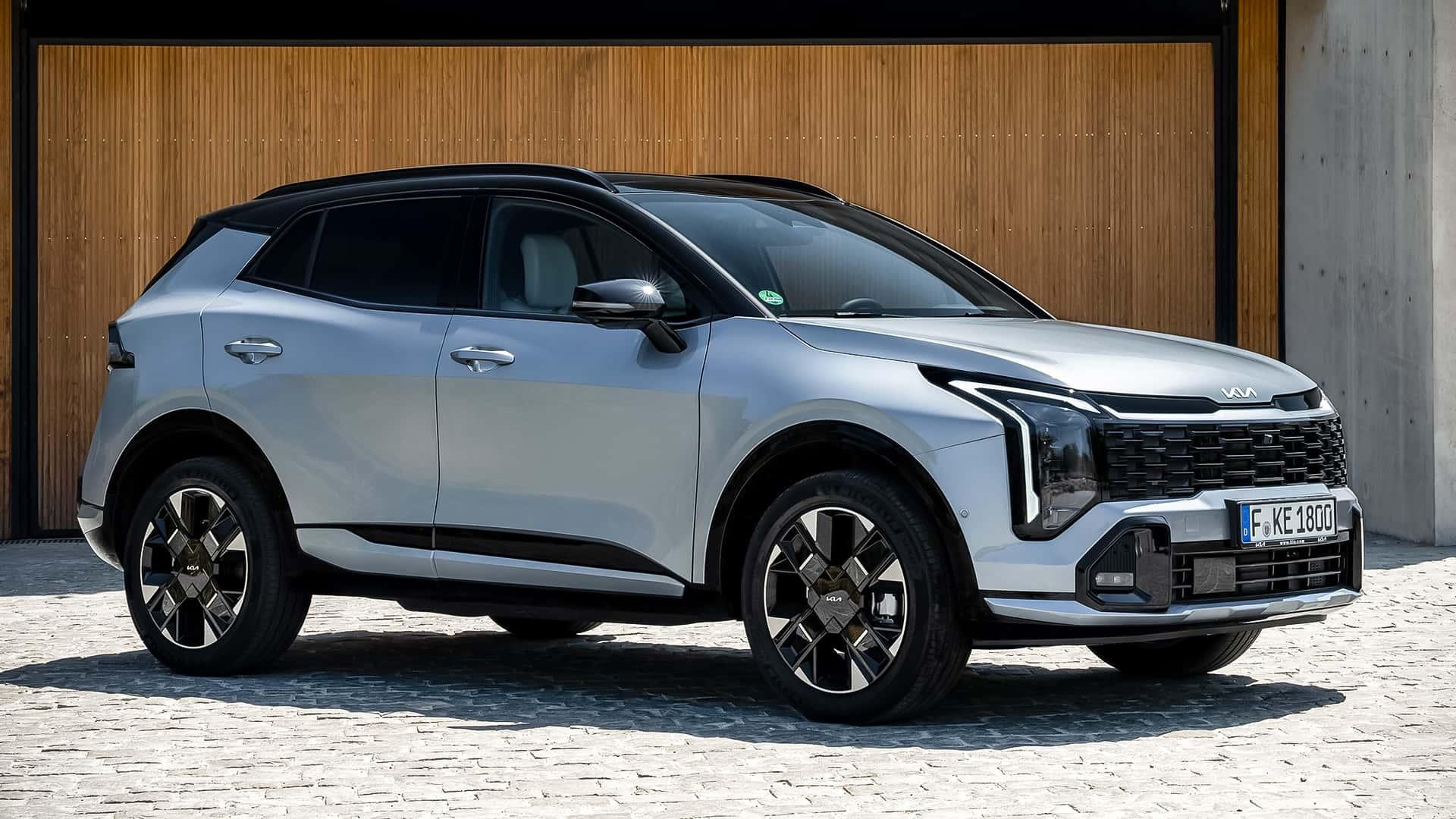 Kia Sportage GT Line grijs (2025) zijkant linksvoor schuin