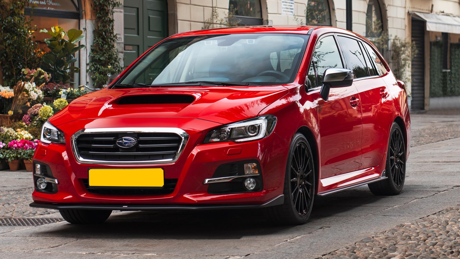 Subaru Levorg 1.6 GT-S STI Sport rood (2015) zijkant links schuin voor