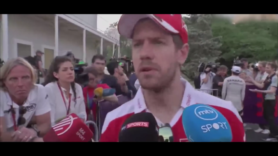 Sebastian Vettel zegt een kwartier lang obviously