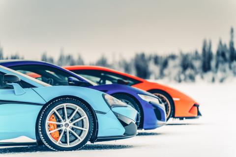 Sneeuwfun met de Lamborghini, Mclaren en de Honda