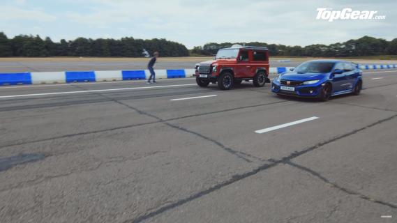 Honda Civic Type R vs Land Rover Defender Works V8