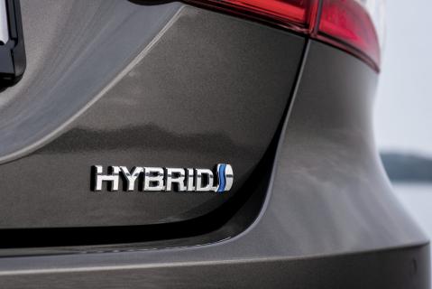 Toyota Camry Hybrid 1e rij-indruk 2019 logo badge