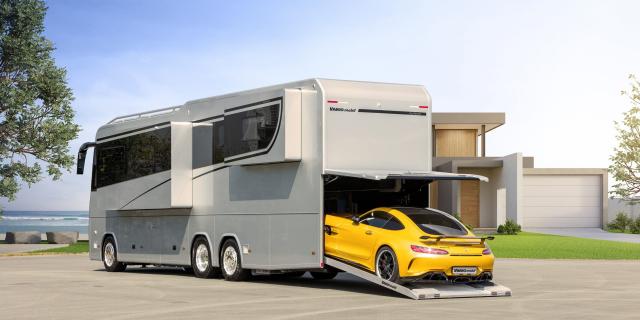 Variomobil Perfect 1200 Platinum met garage en Mercedes-AMG GT