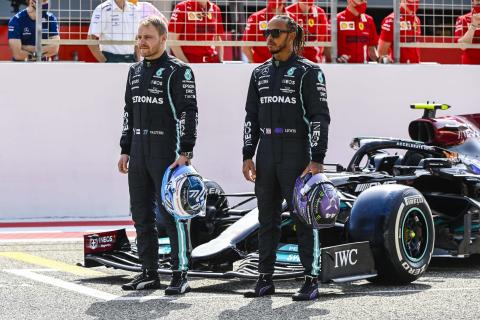 Lewis Hamilton en Valtteri Bottas in Bahrein 2021