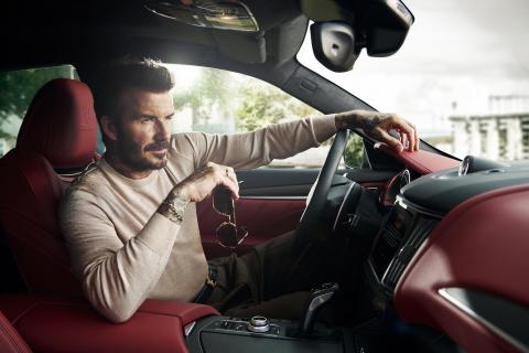 David Beckham in de Maserati Levante Trofeo