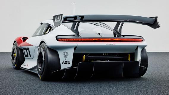 Achterkant Porsche Mission R Concept (Voorloper elektrische Cayman)