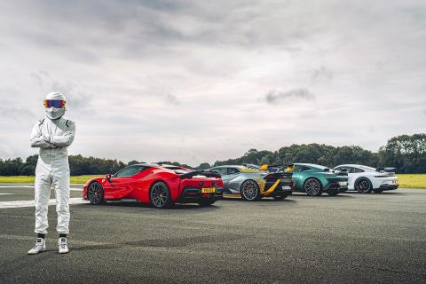 Ferrari SF90, Lamborghini Huracan STo, Aston Martin V12, Porsche 911 GT3 992