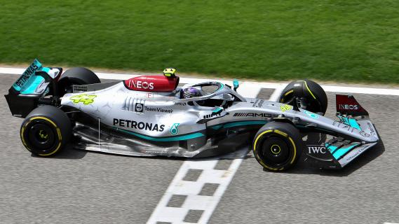 Lewis Hamilton in de Mercedes F1