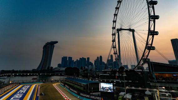 Circuit Singapore Marina Bay overzicht met reuzenrad