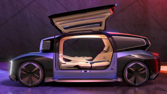 Volkswagen Gen.Travel concept studio statisch zij kant met deuren open