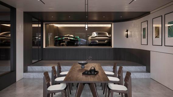 Aston Martin huis Japan eetkamer garage Vantage Valkyrie