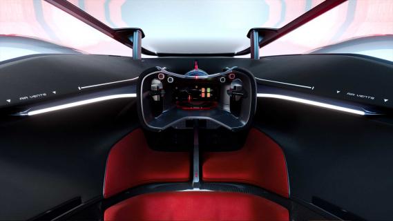 Ferrari Vision Gran Turismo interieur zicht van de coureur