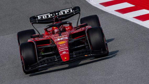 Leclerc rijdend GP van Spanje 2023