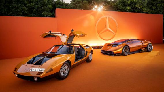 Mercedes Vision One-Eleven 2023 schuin voor Mercedes C111