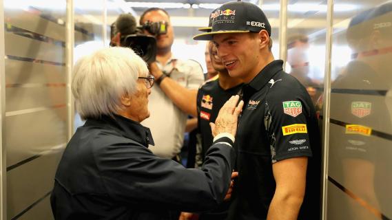 Max Verstappen en Bernie Ecclestone