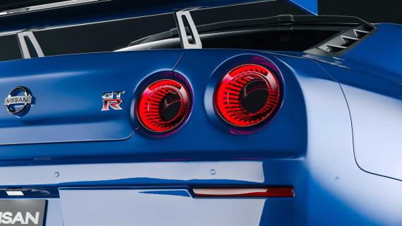 Blauwe Nissan Skyline R36 GT-R