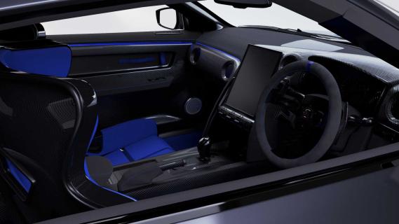 Blauwe Nissan Skyline R36 GT-R interieur