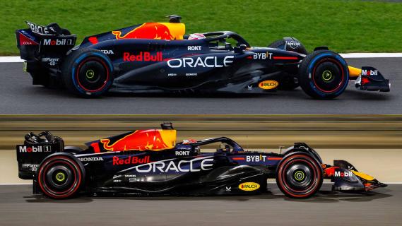 Vergelijking Red Bull RB19 F1-auto 2023 Red Bull RB20 F1-auto 2024