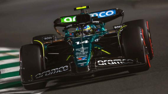 GP van Saoedi-Arabië 2024 Alonso rijdend voorkant