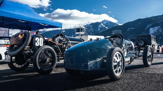 Porsche F.A.T. Ice Race 2024 oude Bugatti Type 35
