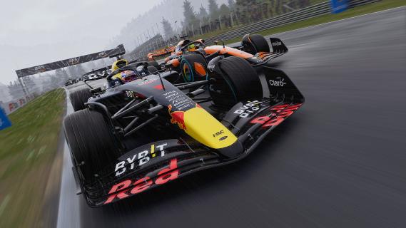 F1 24 Screenshot Verstappen rijdend voorkant regen