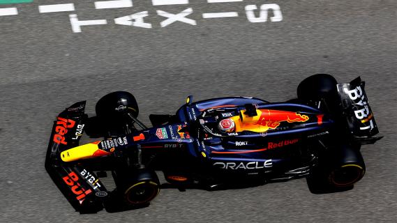 GP van Monaco 2024 Verstappen rijdend zijkant boven