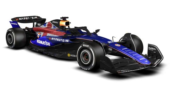 Williams F1 speciale kleurstelling GP van Groot-Brittannië 2024 schuin voor