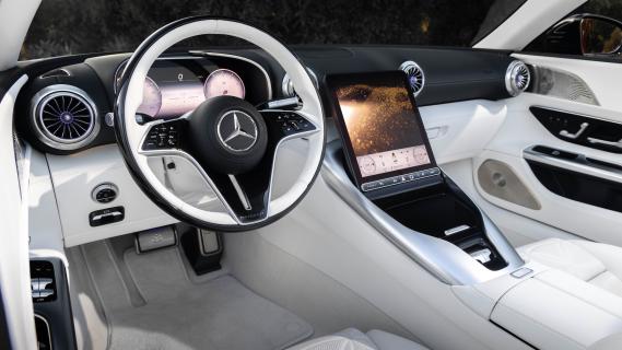 Mercedes-Maybach SL 680 Monogram Series (R232) rood (2024) interieur cockpit wit